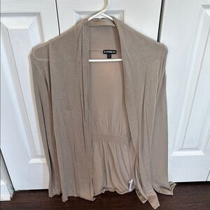 Express Beige Open Front Cardigan